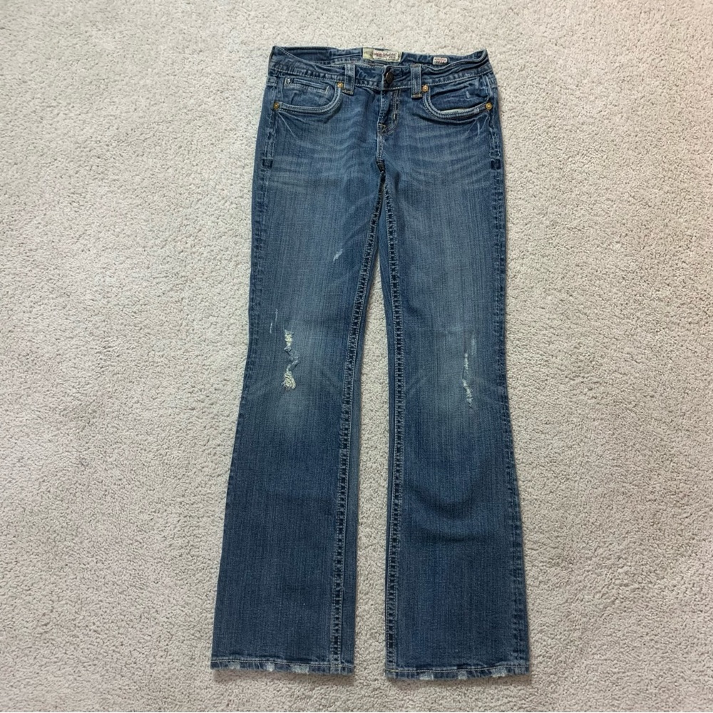 Women’s MEK Low Rise MYKONOS Stretch DENIM Big Stitch BOOT Cut JEANS  29